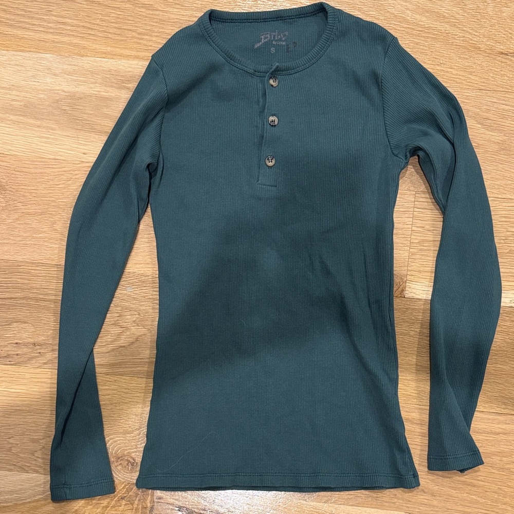 Brix Green Long Sleeve Henley Shirt